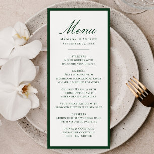 Modern Green Border Wedding Menu