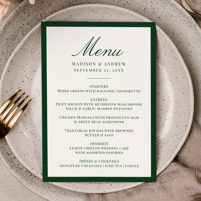Modern Green Border Wedding Menu (Creator Uploaded)
