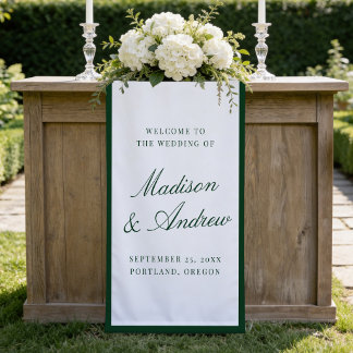 Modern Green Border Wedding Welcome Banner
