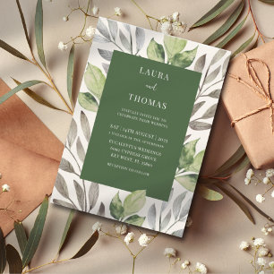 Modern Green Botancial Watercolor Wedding Invitation