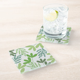 Modern Green Botanical Elagance Motif Coaster