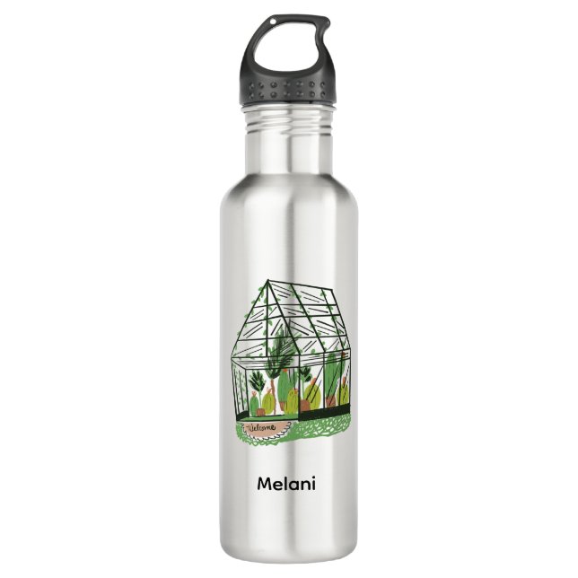 Modern Green Botanical Green House 710 Ml Water Bottle (Front)