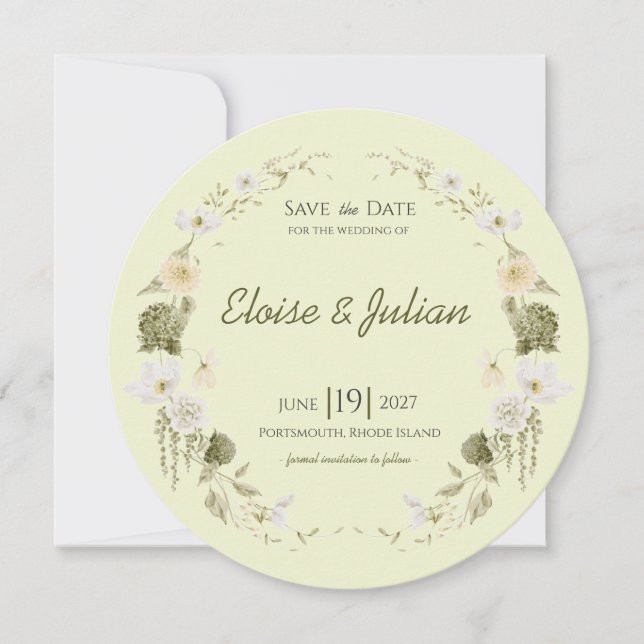 Modern Green Botanical Save the Date (Front)
