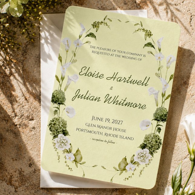 Modern Green Botanical Wedding Invitation (Creator Uploaded)