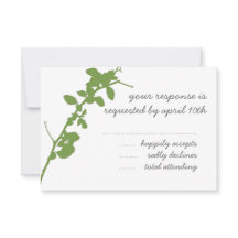 Modern Green Branch RSVP wedding card