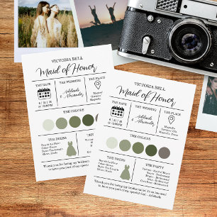 Modern Green Bridesmaid Information Card