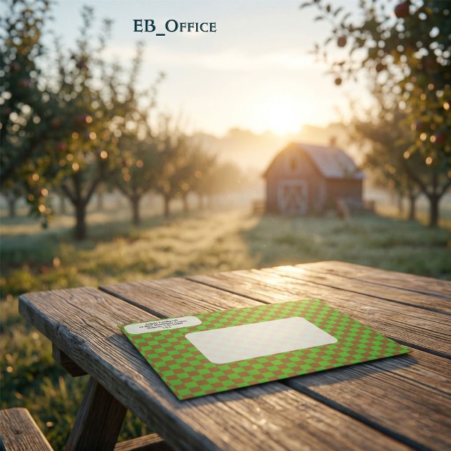 Modern Green & Brown Chequered  Return Address  Envelope (Love the envelope, but looking for a different hue? Visit EB_Office to explore our full collection.)