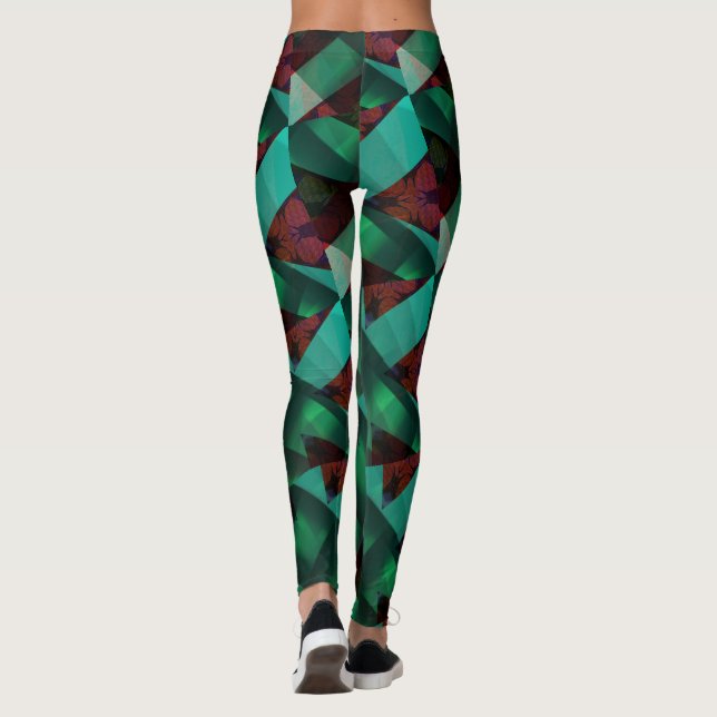 Modern -Green -Brown-Very Nice Leggings (Back)
