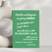 Modern Green Brush Lettering Trendy Couples Shower