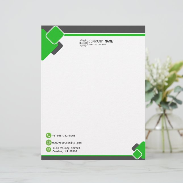 Modern Green Business logo Letterhead (Standing Front)