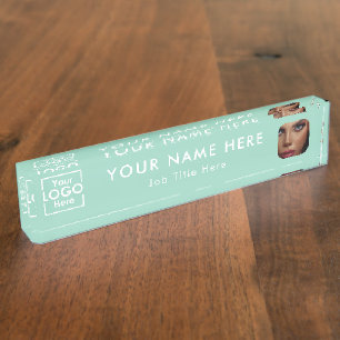 Modern Green Business Logo & Photo Professional Nameplate
