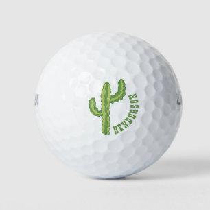 Modern Green Cactus Personalised Template Golf Balls