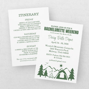 Modern Green Camp Bachelorette Weekend Invitation