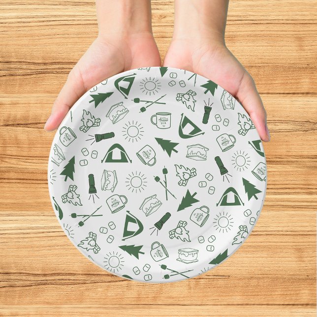 Modern Green Camp Bachelorette Weekend Paper Plate (Creator Uploaded)