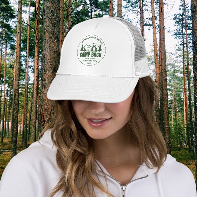Modern Green Camp Bachelorette Weekend Trucker Hat (Creator Uploaded)