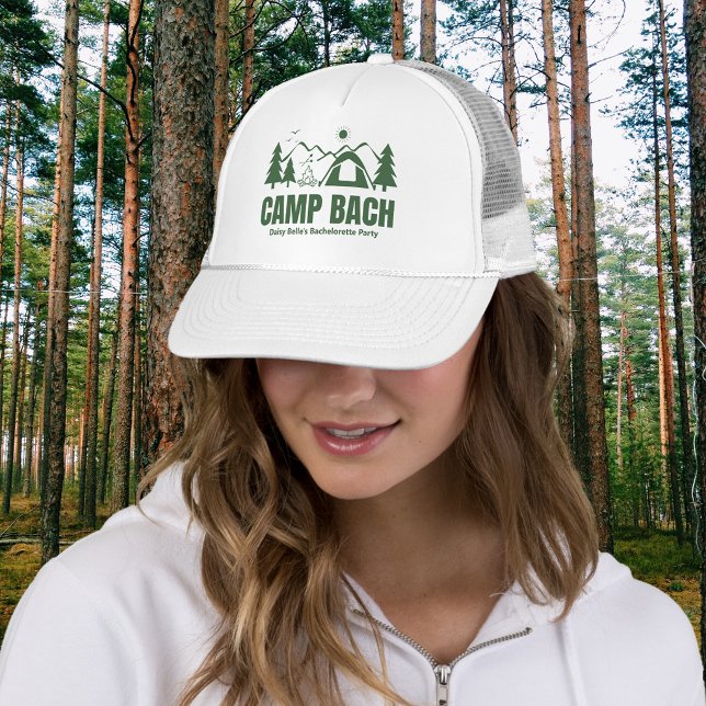 Modern Green Camp Bachelorette Weekend Trucker Hat (Creator Uploaded)
