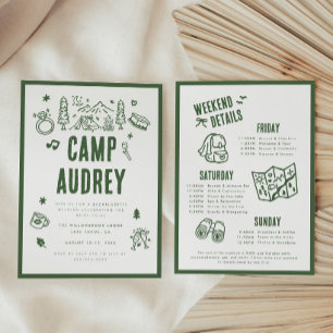 Modern Green Camp Bride Bachelorette Weekend Invitation
