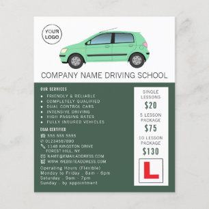 Modern Green Car, Driving School, Instructor Flyer