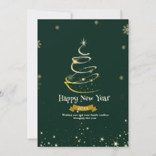 Modern Green Christmas Tree Flat Holiday Card
