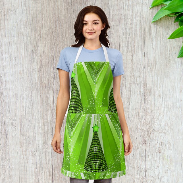 Modern Green Christmas Tree with Star  Apron (Creator Uploaded)