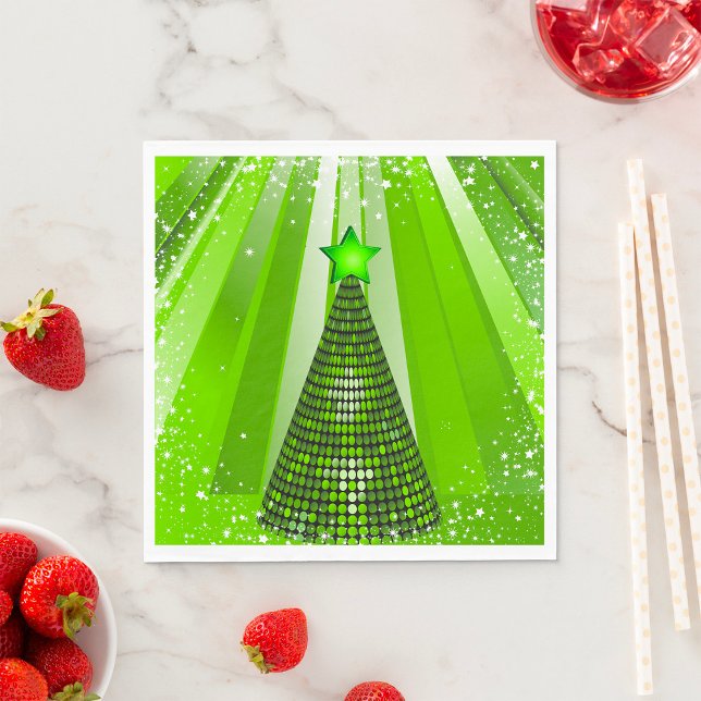 Modern Green Christmas Tree with Star  Napkin (Creator Uploaded)
