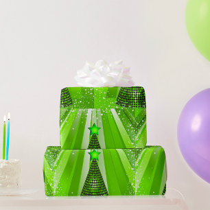 Modern Green Christmas Tree with Star  Wrapping Paper