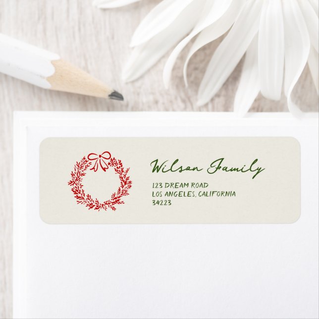 Modern Green Christmas Whimsical Return Address Label (Insitu)