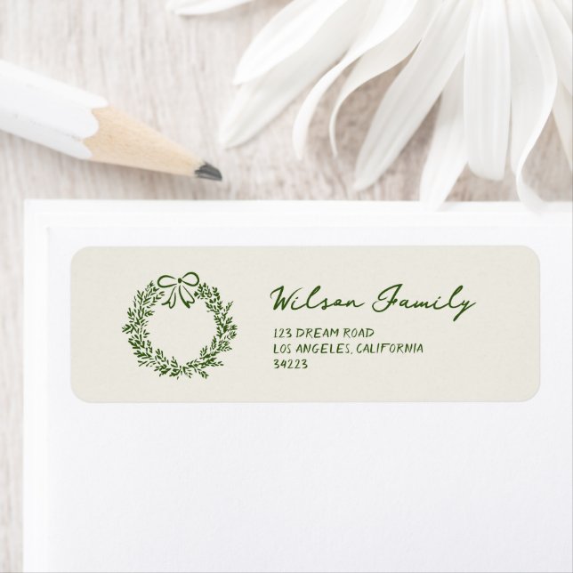Modern Green Christmas Whimsical Return Return Address Label (Insitu)