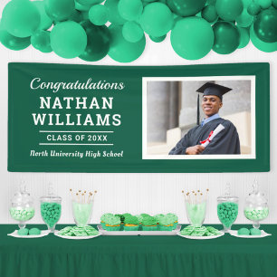 Modern Green Class of 2025 Custom Graduation Photo Banner