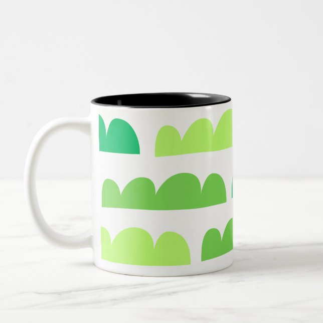 Modern Green Cloudy Design Two-Tone Coffee Mug (Left)