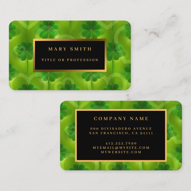 Modern Green Clover 4 Lists Collection Business Card (Front/Back)