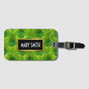 Modern Green Clover 4 Lists Collection Luggage Tag
