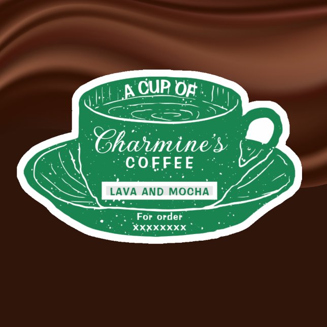 Modern Green Coffee Cup Stickers for Coffee Cups (Creator Uploaded)
