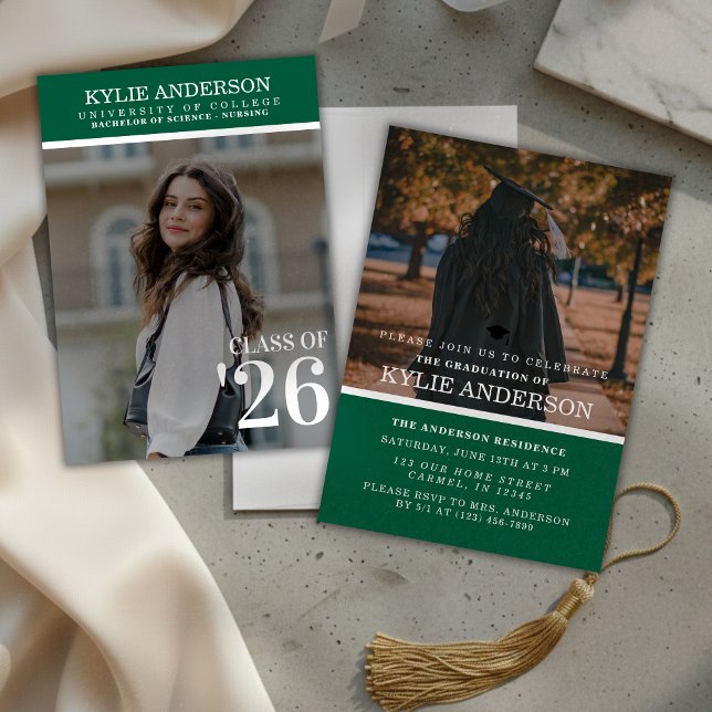 Modern Green College Graduation Senior Photo Invitation (Modern Green College Graduation Senior Photo Invitation)