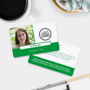 Modern Green Colour Block Photo Name Tag ID Badge