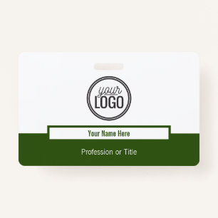 Modern Green Colour Block Professional Name Tag ID Badge