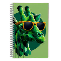 Modern Green Colourful Giraffe Notebook