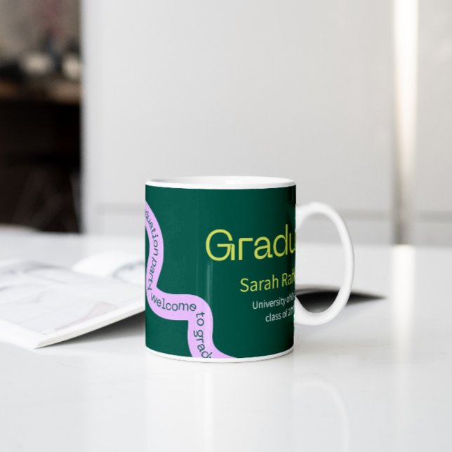 Modern green colourful typography graduation Mug (Creator Uploaded)