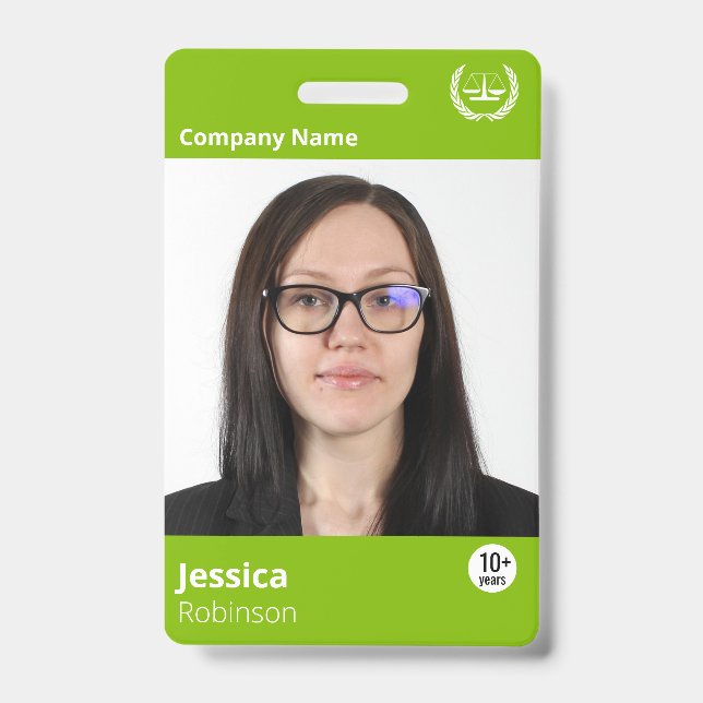 Modern Green Computer Tech Custom Print Employee ID Badge (Front)
