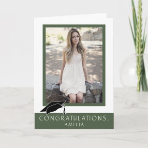 Modern Green Congratulations Graduation Photo Card