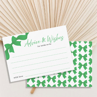 Modern Green Coquette Bow Advice and Wishes Enclosure Card