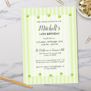 Modern Green Country Club Tennis Birthday Invitation