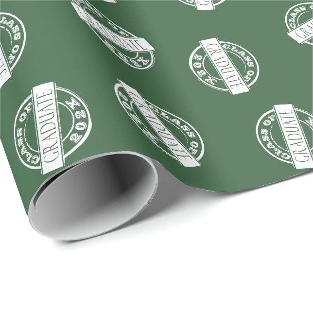Modern Green Custom Graduation Grad Year  Wrapping Paper (Roll Corner)