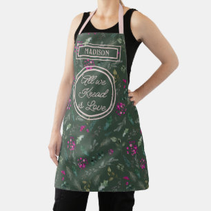 Modern Green Custom Name Message Apron