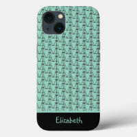 Modern Green Custom Name Silhouette Coconut Trees