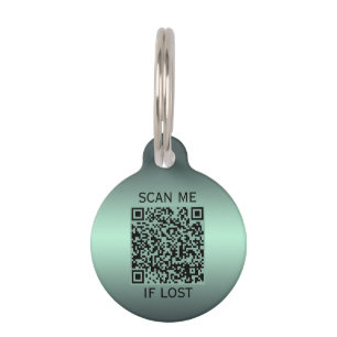 Modern Green Custom QR Code Custom Pet ID Tag