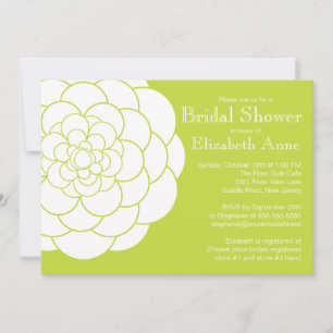 Modern Green Dahlia Bloom Floral Bridal Shower Invitation