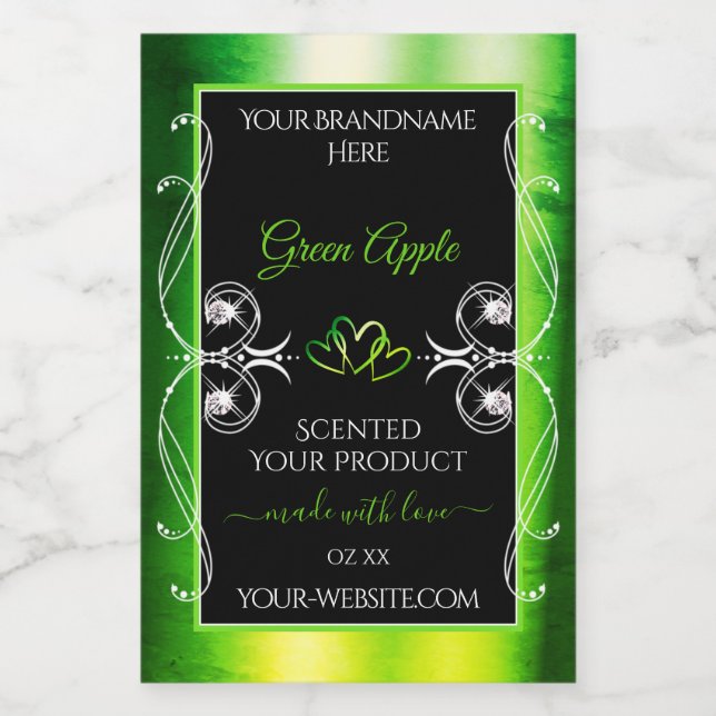 Modern Green Dazzling Product Labels Jewels Black (Single Label)