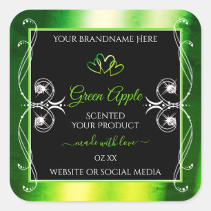 Modern Green Dazzling Product Labels Jewels Black