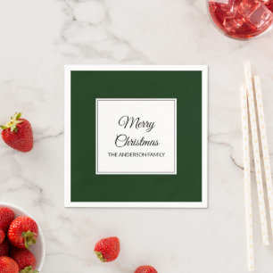 Modern green deep dark solid Christmas holiday Napkin